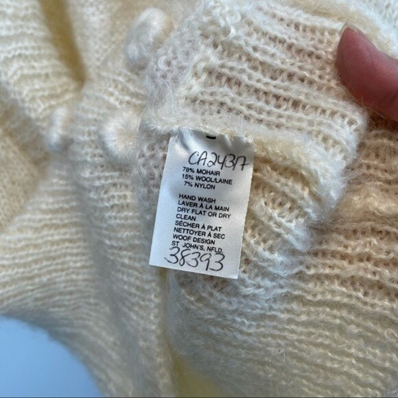 Vintage WOOF DESIGN NEWFOUNDLAND Fuzzy Knitted Sweater Cardigan Mohair Wool - Picture 9 of 12